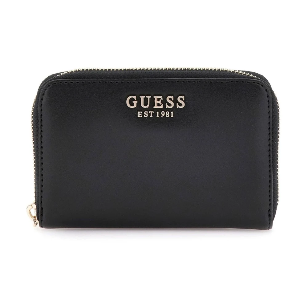 Guess Zwarte PU Leren Portemonnee Metalen Logo Black Dames