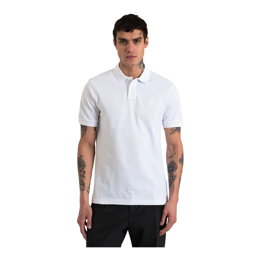 Hugo Mannelijk Wit Tops Heren, S, Katoen, Katoenen Poloshirt Met Elastaan