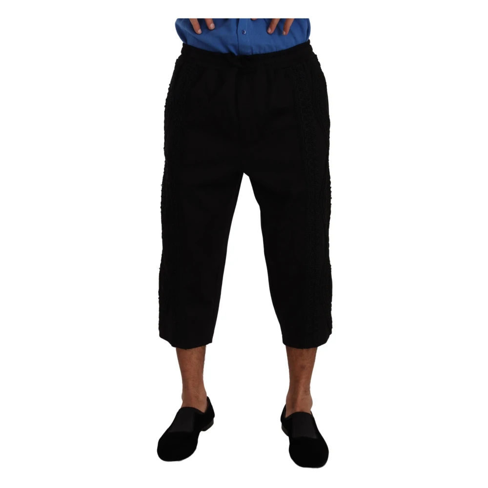 Dolce & Gabbana Men's Black Elegant Cropped Trousers - Cropped Trousers - L - Trousers