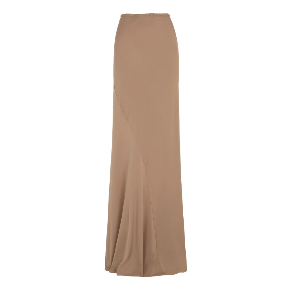 Cortana Asymmetrische Zijden Stretch Maxi Rok Brown Dames