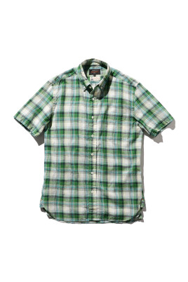beams-plus-b-d-short-sleeve-indian-madras-check-green