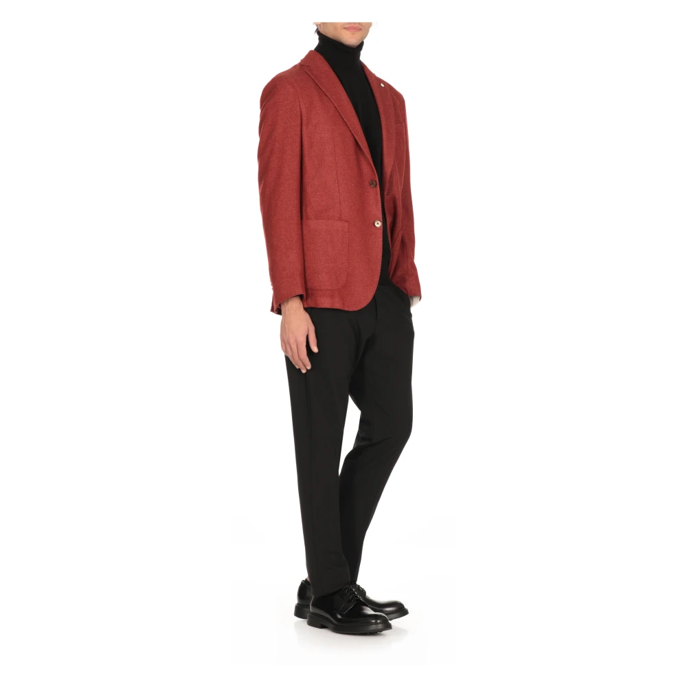 Lubiam Rode Wol Peak Revers Jas Red Heren