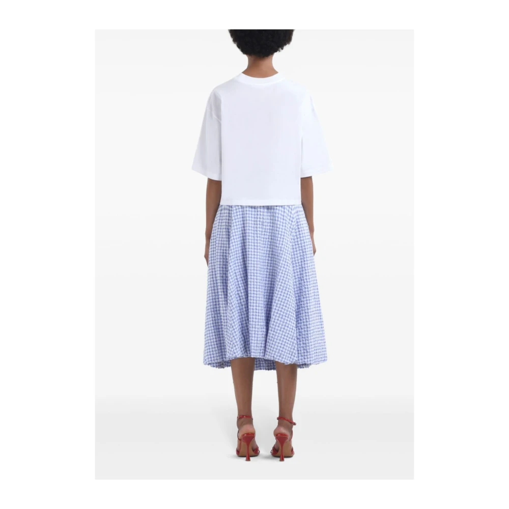 Marni Blauw-Wit Micro Check Rok Blue Dames
