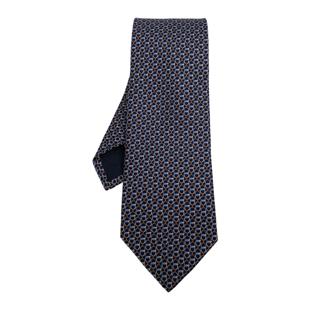 FERRAGAMO | Cravatta in twill di seta Gancini blu navy | Man | PZ - Immagine 3