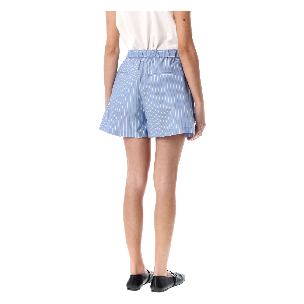 Marni Gestreepte Popeline Shorts Blue Dames