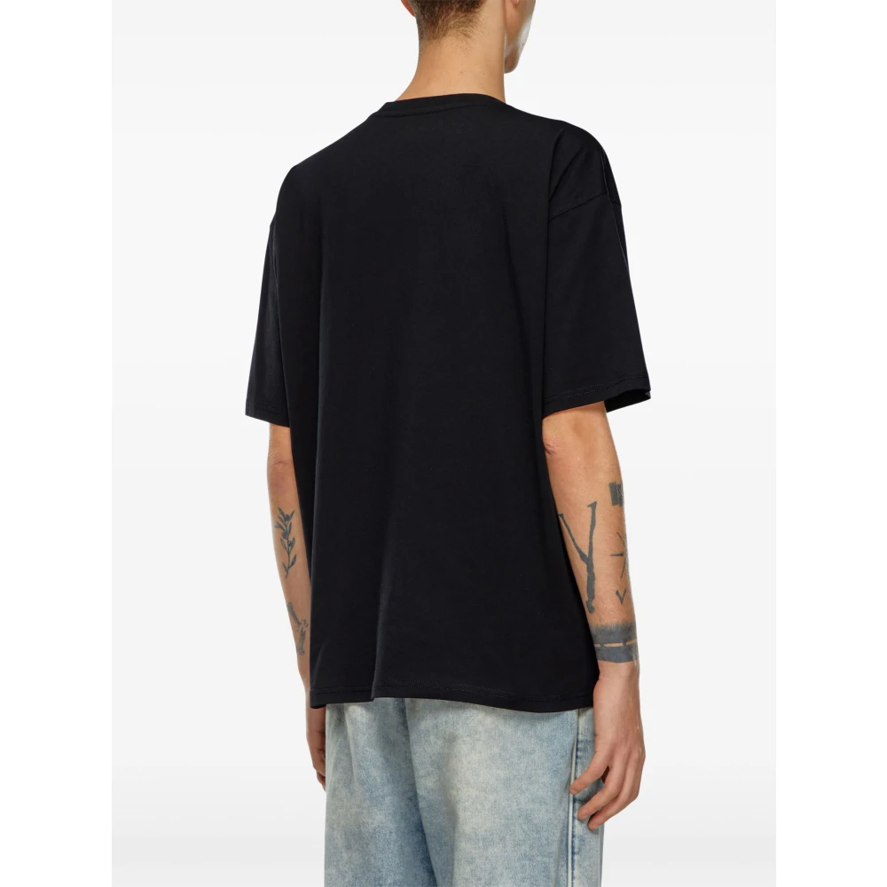 Diesel Zwarte T-shirts en Polos met D-patch Black Heren