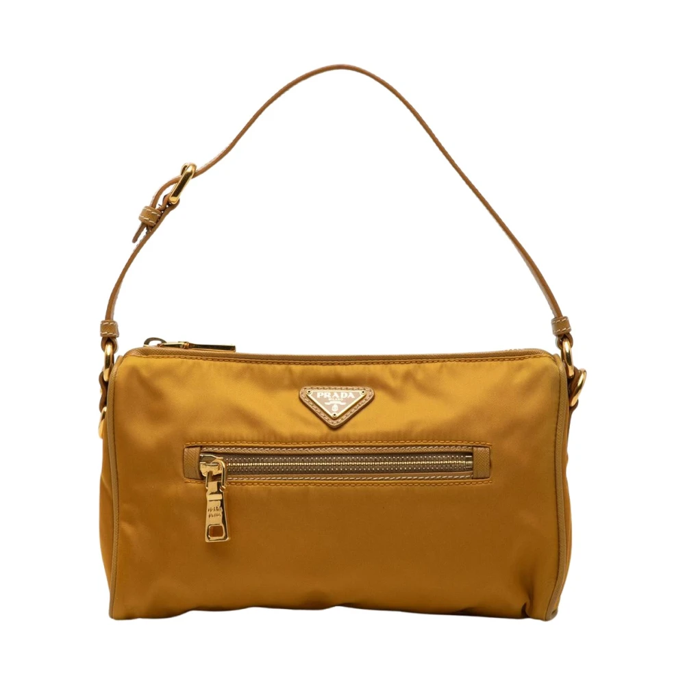 Prada Vintage Women's Yellow Pre-Owned Nylon Shoulder Bag