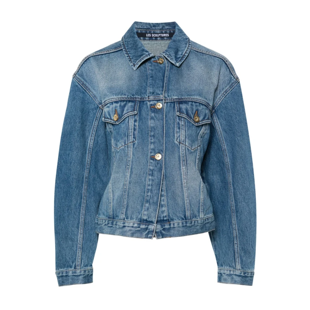 Jacquemus Blauwe Denimjas met Contraststiksels Blue Dames