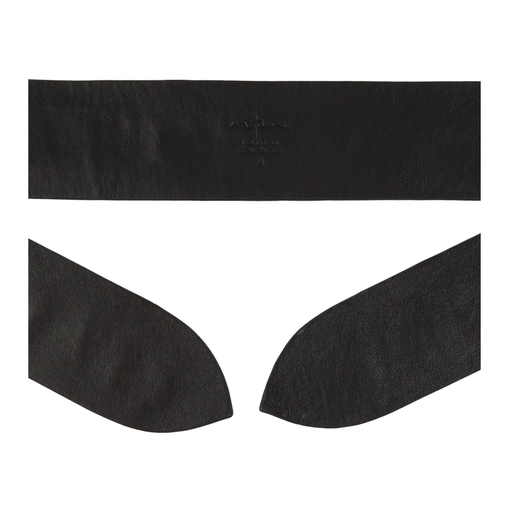 Cortana Zwarte leren brede riem met bladvormige afwerking Black Dames