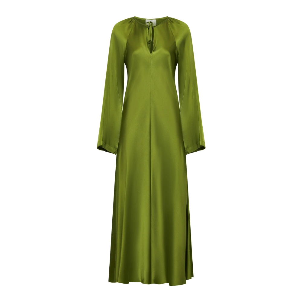 Forte Forte Sidensatin Kaftan Klänning Green, Dam