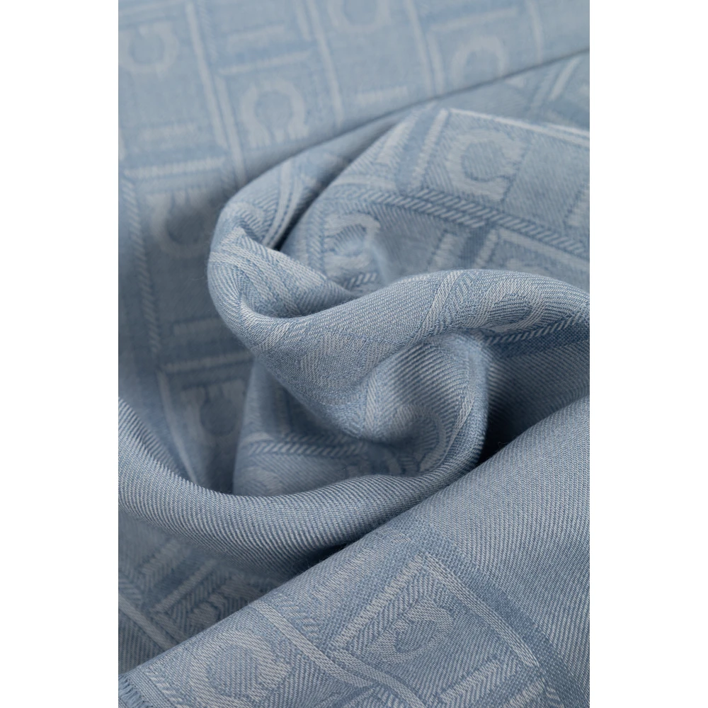 Salvatore Ferragamo Sjaal met logo Blue Heren