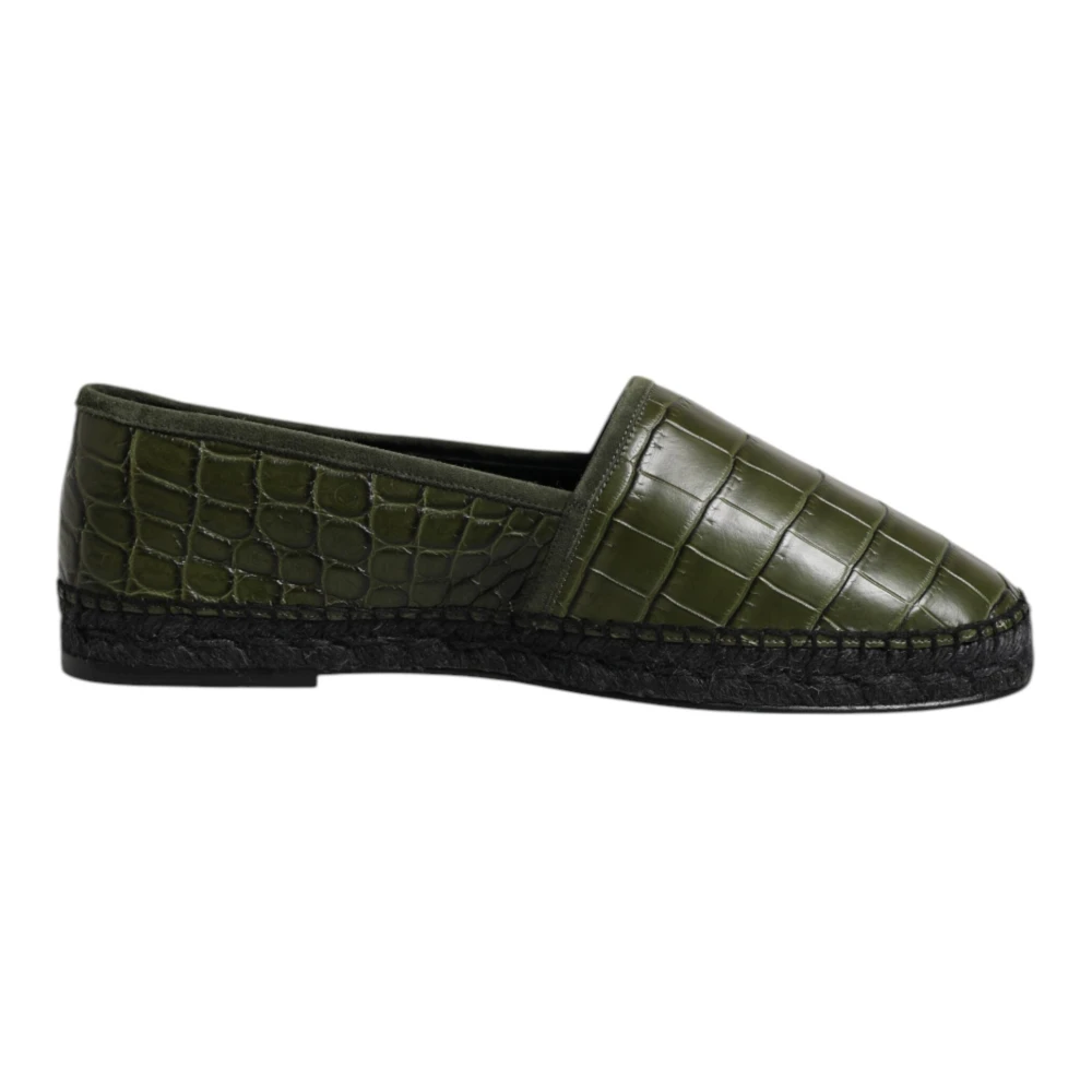 Dolce & Gabbana Green Exotic Leather Espadrilles Slip On Shoes - EU44/US11 - Image 2