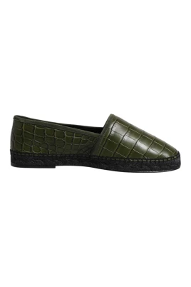 Grön exotisk läder espadriller slip on