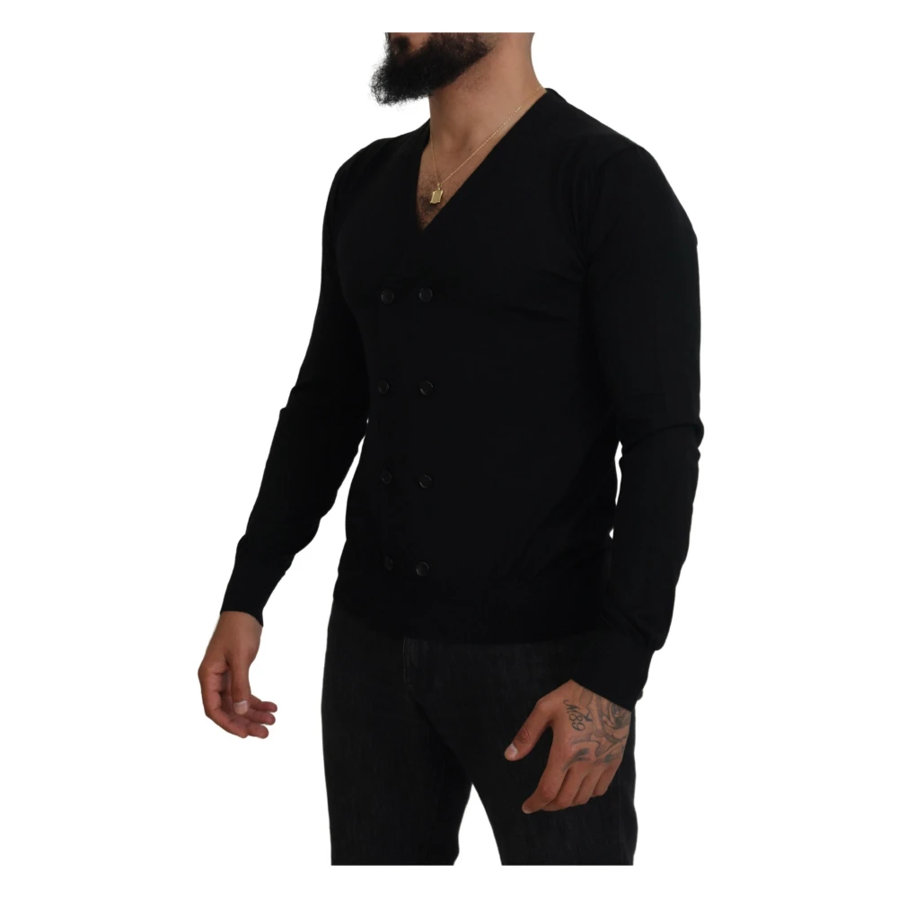 Dolce & Gabbana Elegante Kasjmier Gebreide Vest Black Heren
