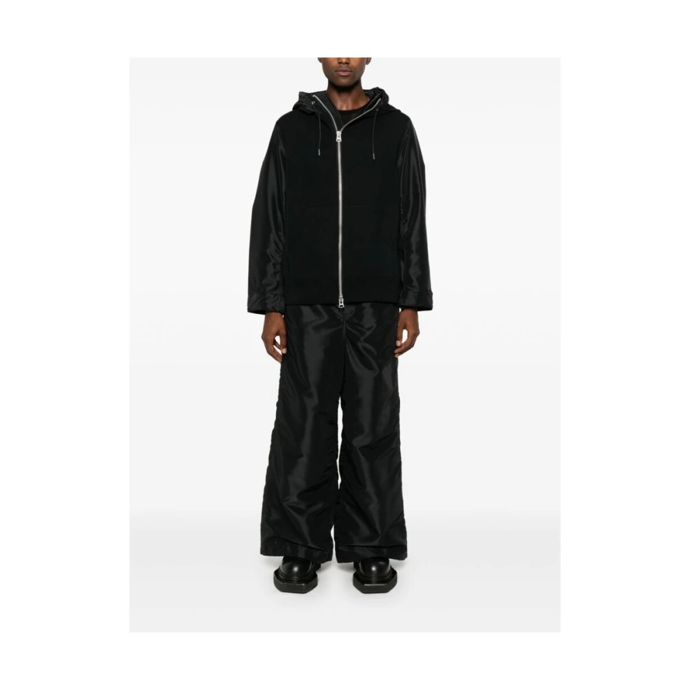 Sacai Zwarte Panel Zip-Up Hoodie Black Heren