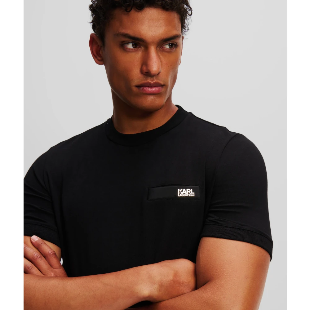 Karl Lagerfeld T-shirt met decoratieve zak en logo-accent Black Heren