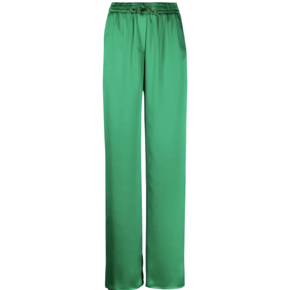 Herno Hoge satijnen broek met elastische taille Green Dames