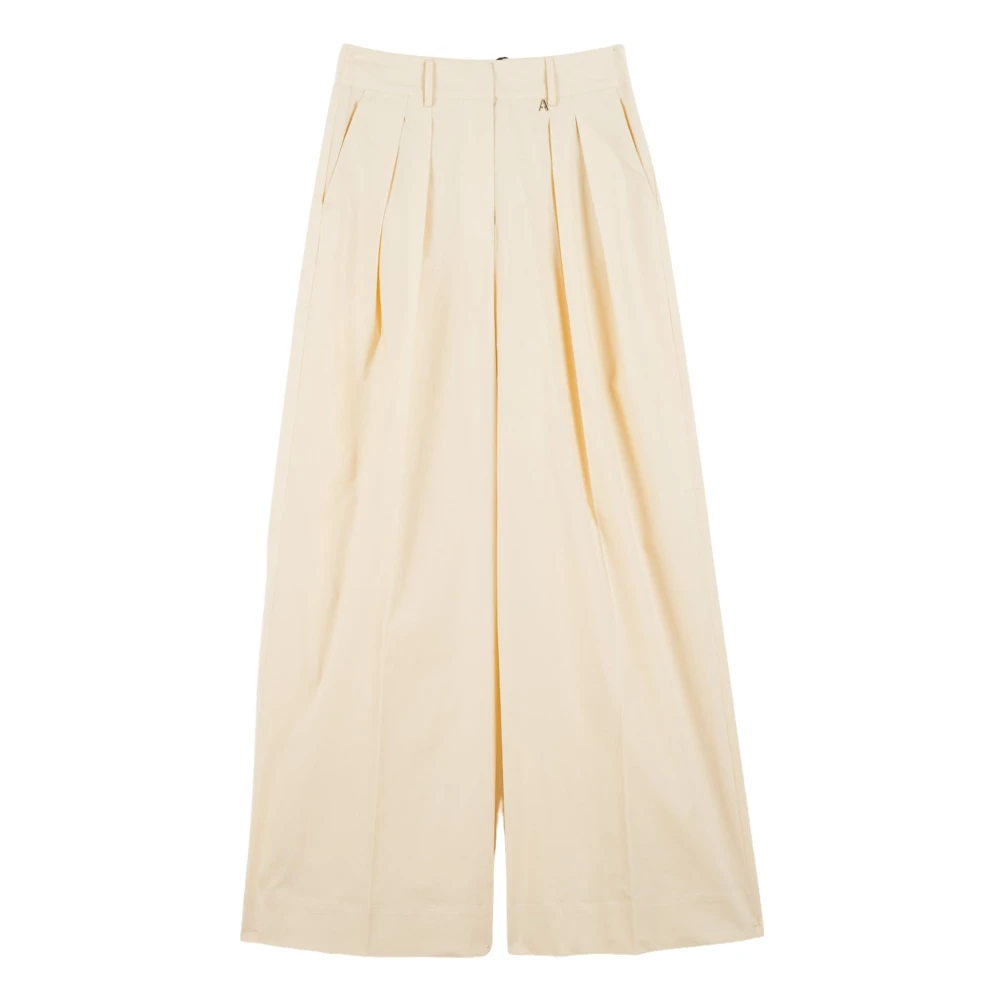 Twinset Women's Beige Wide Trousers, M, Palazzo Trousers