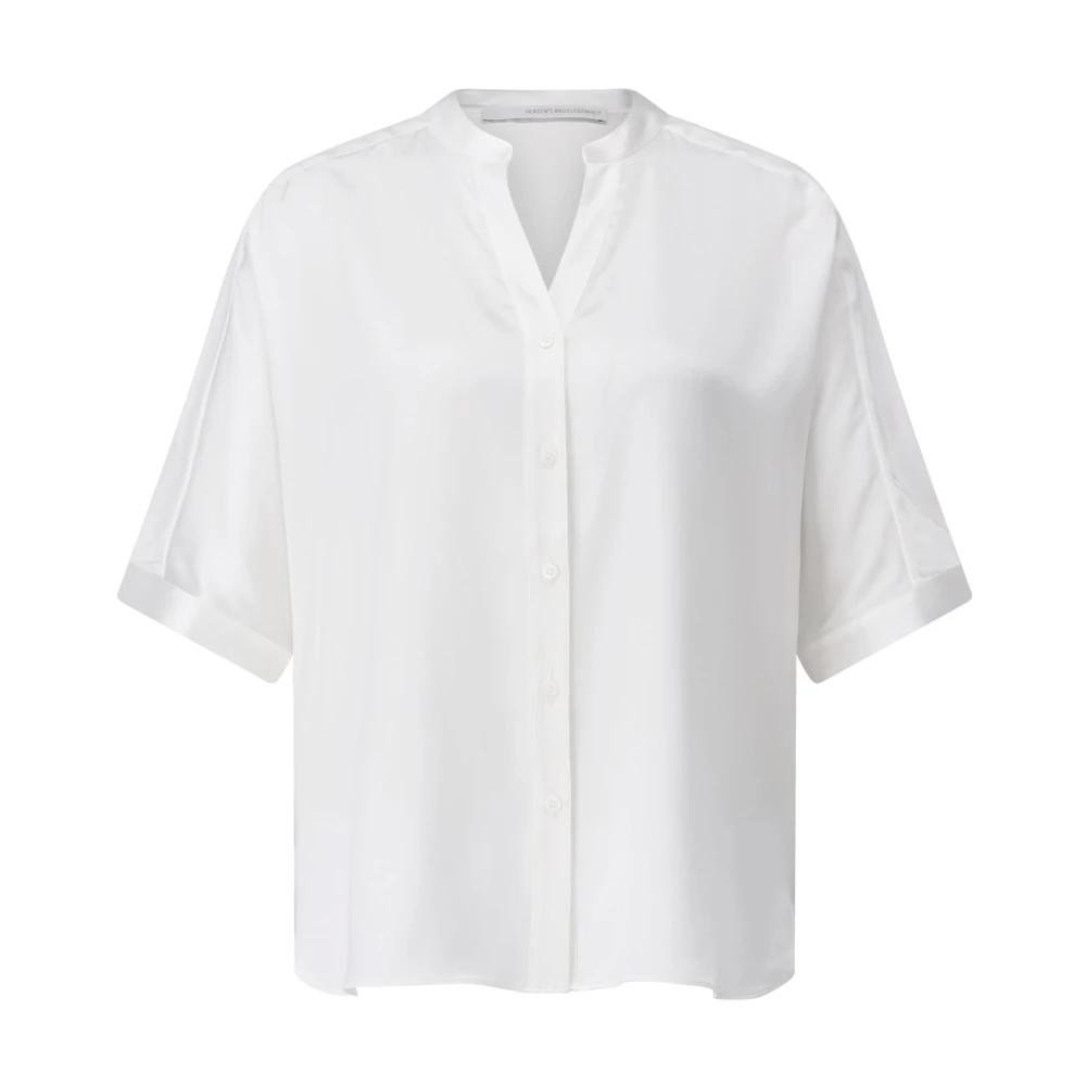 Herzen's Angelegenheit Zijden Oversized Blouse Korte Mouw White Dames