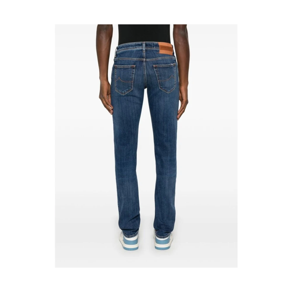 Jacob Cohën Blauwe Distressed Denim Slim Fit Jeans Blue Heren