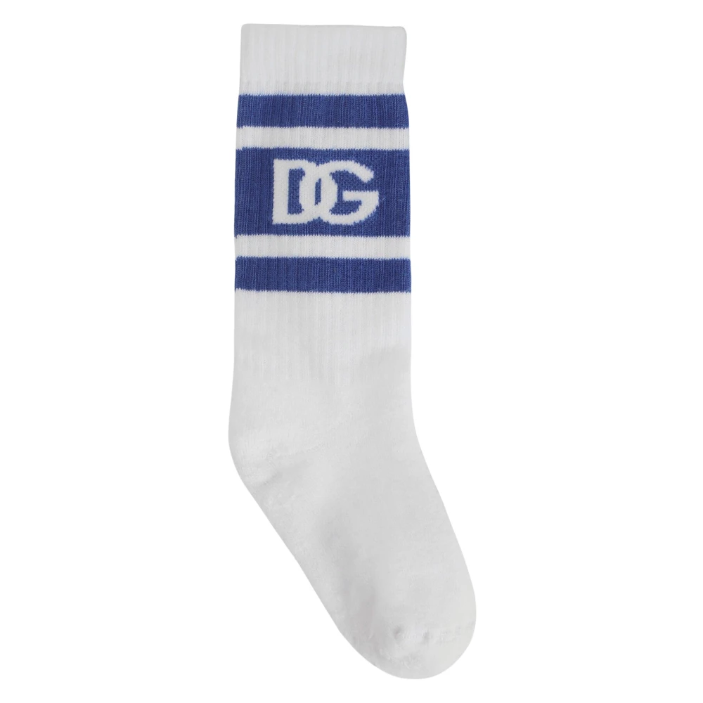 Dolce & Gabbana Unisex Kids White Dg Logo Socks - Kids Socks - L - Kids