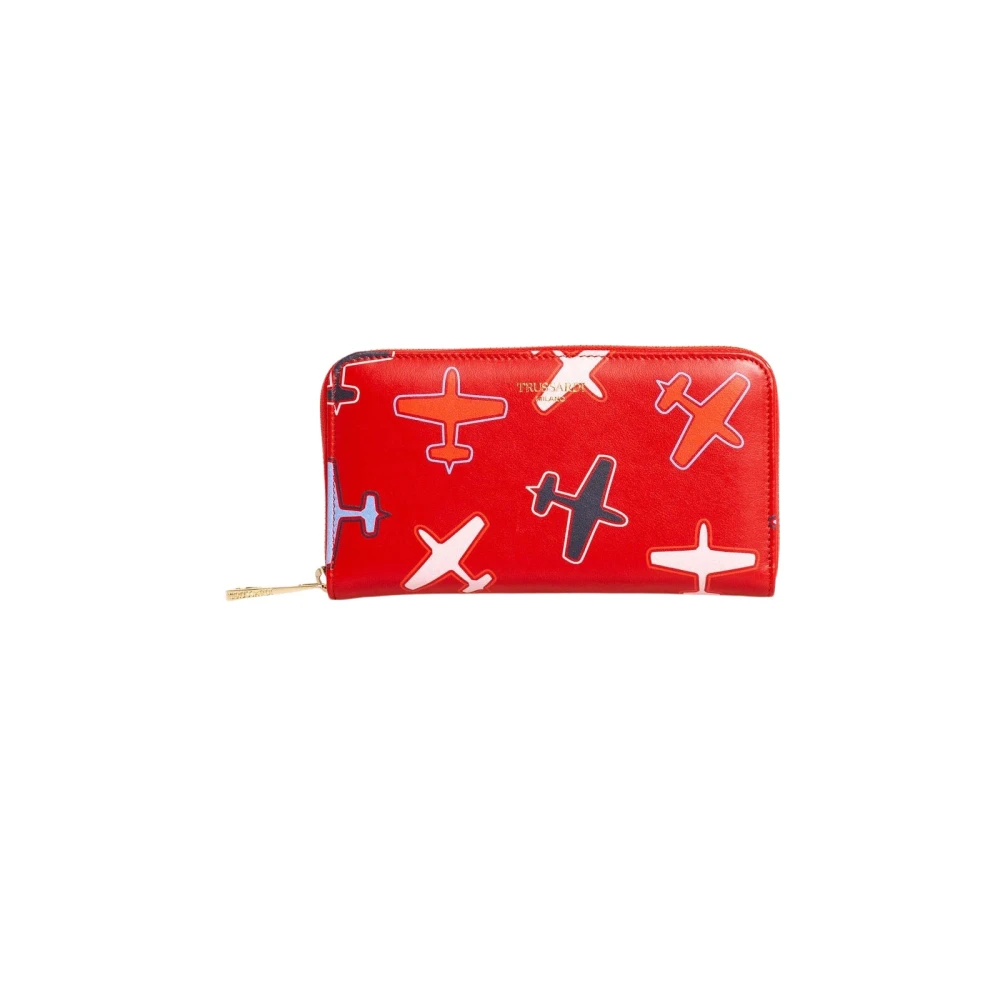 Trussardi Leren portemonnee met luchtvaartthema Red Dames