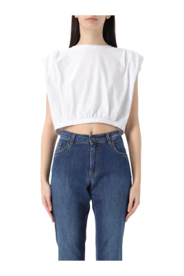 Axelvaddad Cropped Top Röd Tröja