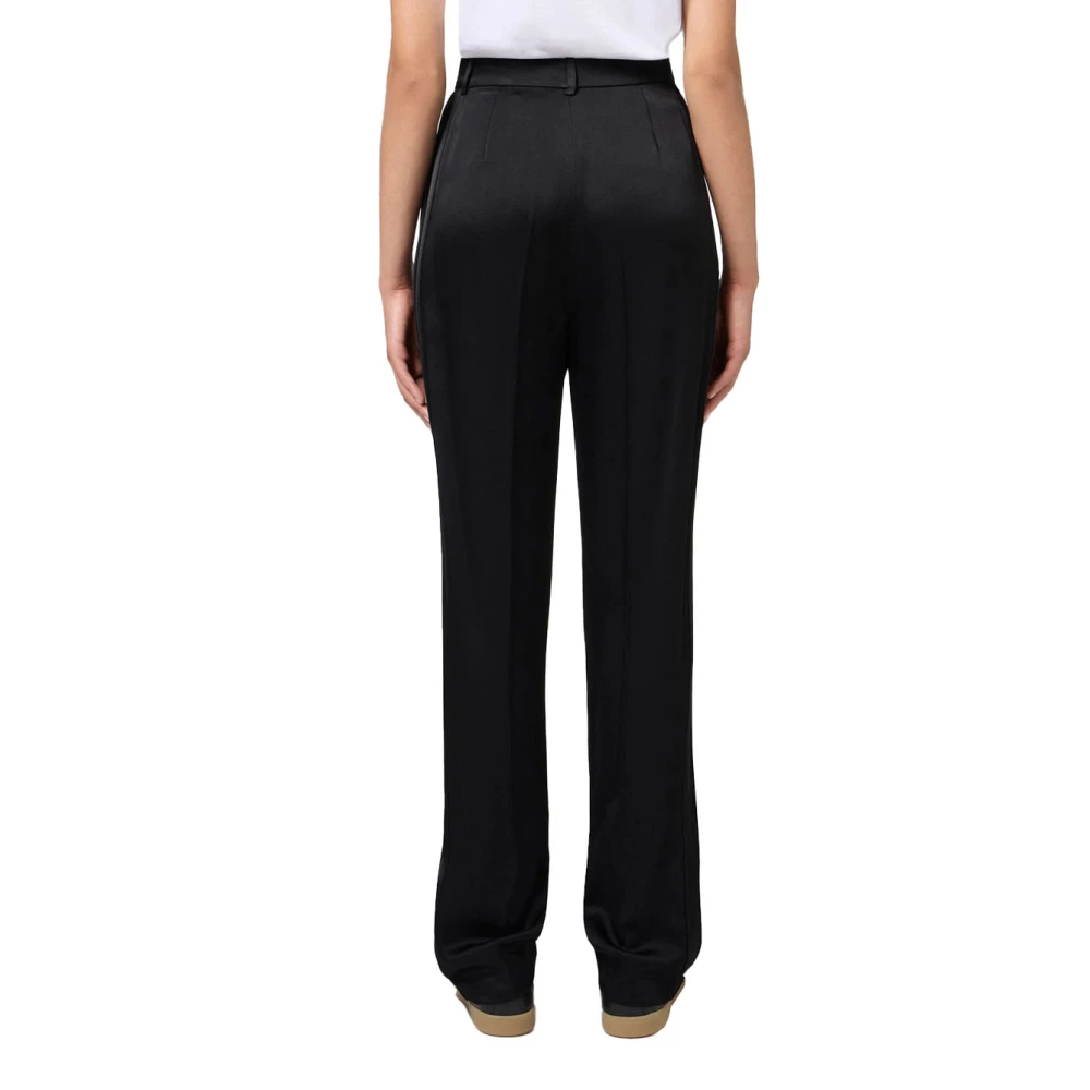 Elisabetta Franchi Hoge taille Viscose Satijnen Broek Black Dames