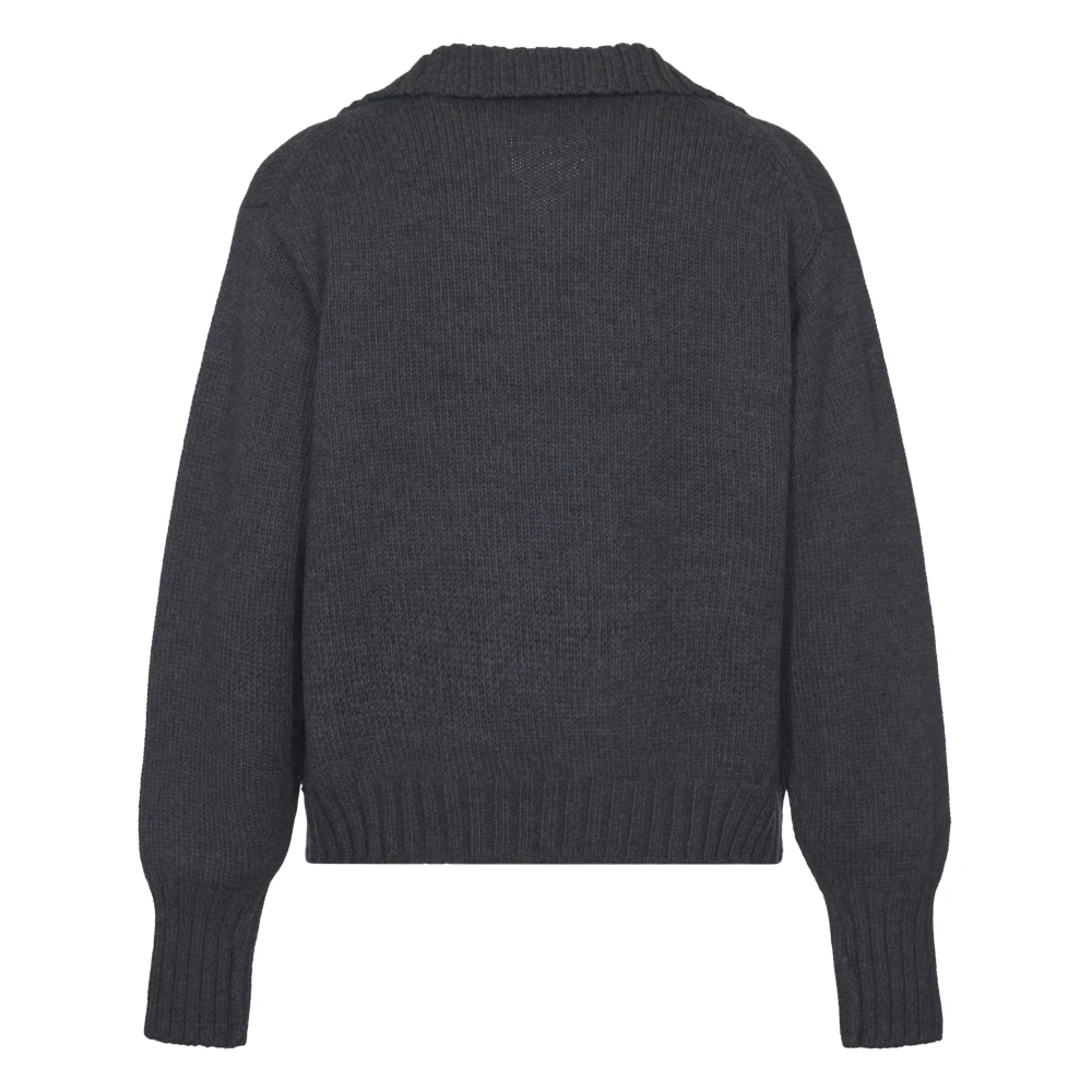Auralee Zachte Wol Gebreide Half-Zip Trui Black Heren