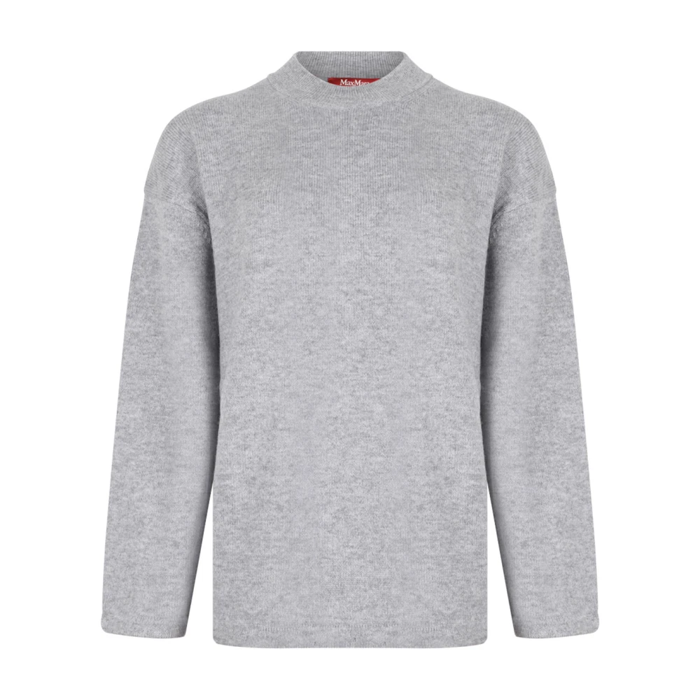 Max Mara Studio Gray Round-Neck Knitwear, Female, L, Pisano Jumper