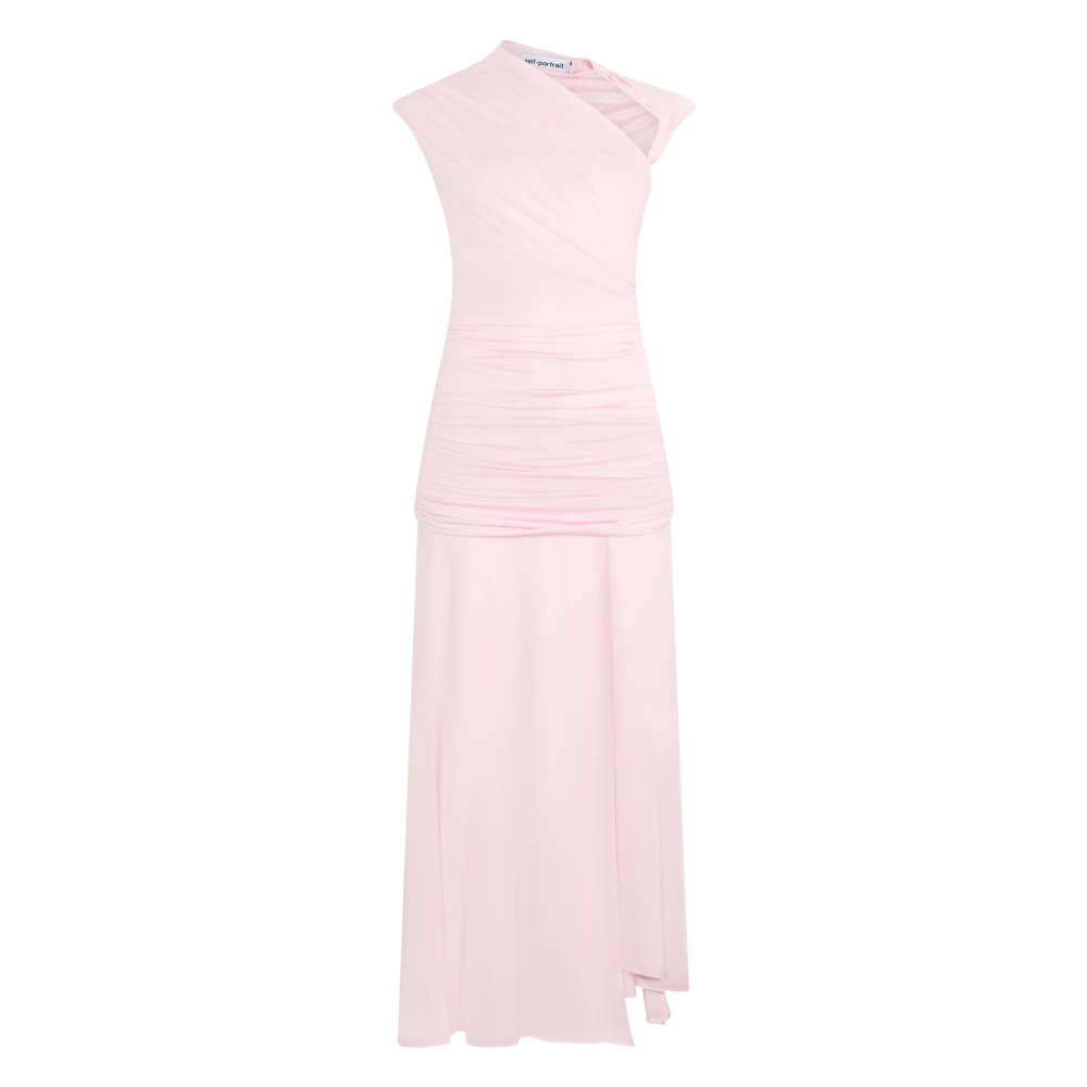 Self Portrait Women's Pink Midi Dress With Short Sleeves - Maxi Dresses - Xs- Dresses