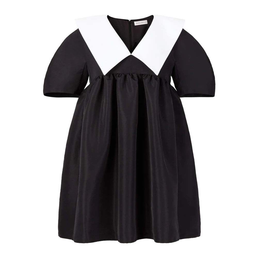 Nina Ricci Zwarte Taffeta Babydoll Jurk Black Dames