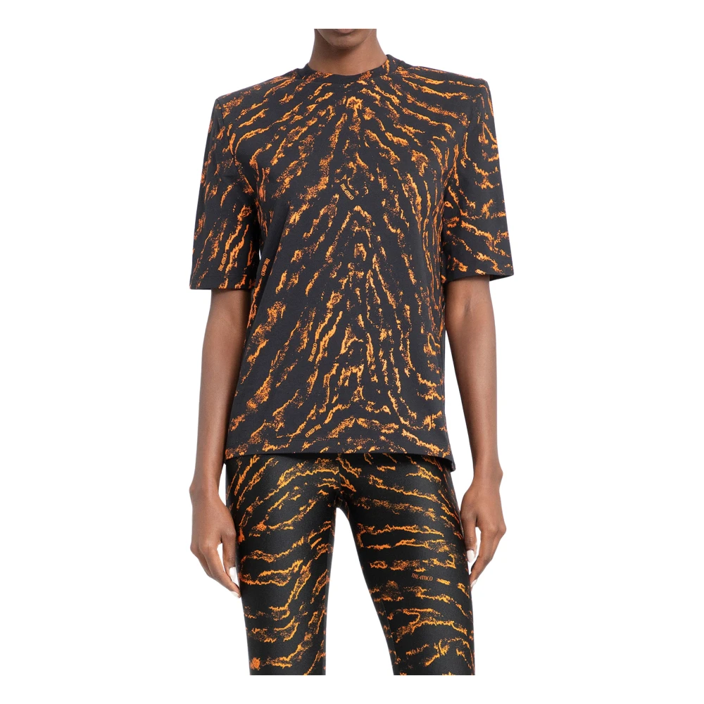 The Attico Multicolor Tiger Print Bella T-Shirt Black Dames
