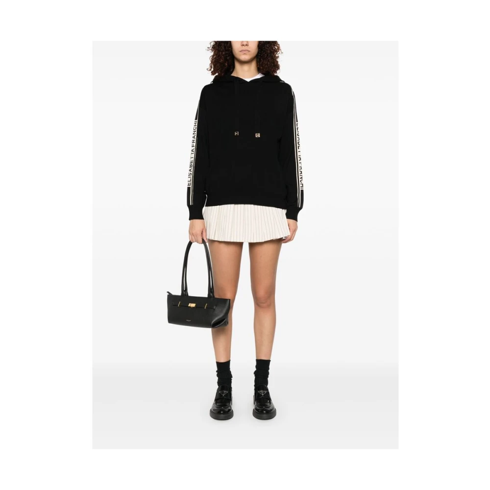 Elisabetta Franchi Zwarte hoodie met logomotief Black Dames