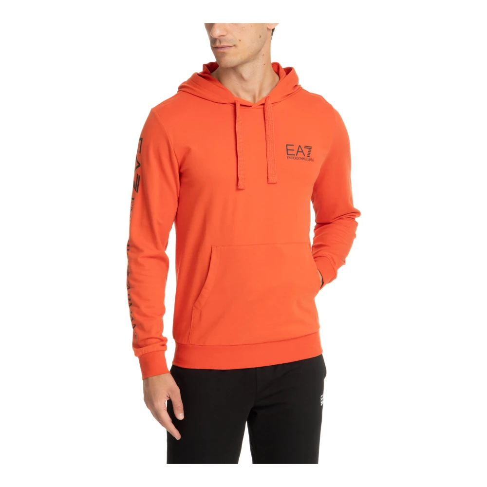 Emporio Armani EA7 Trekkoord Patroon Logo Zak Hoodie Orange Heren