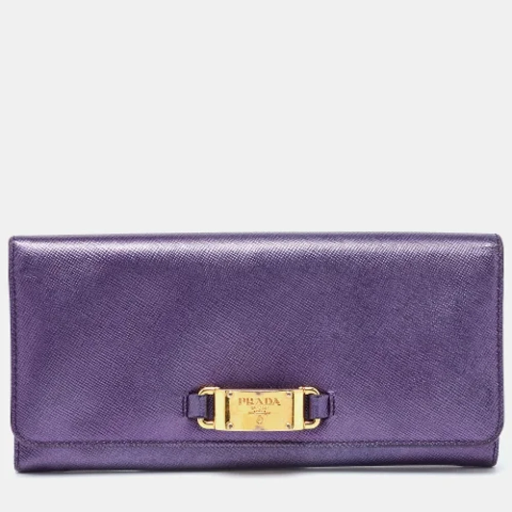 Prada Vintage Pre-owned Leather wallets Purple Dames