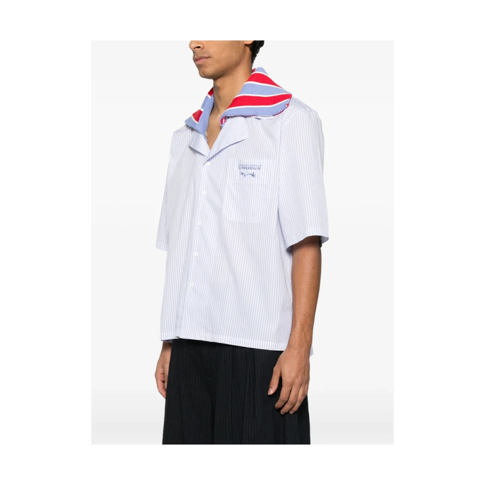 Loverboy by Charles Jeffrey Blauw Gestreept Overhemd met Borstzak Blue Heren