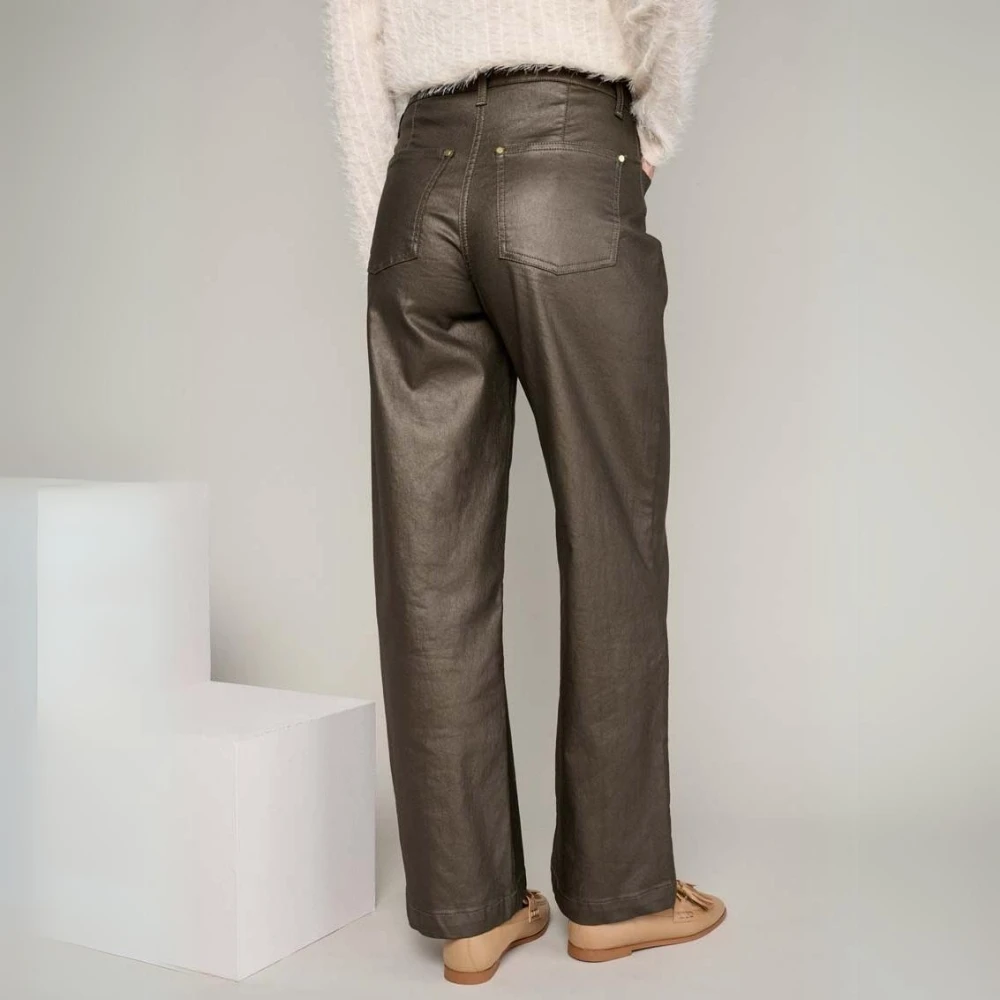 Marie Méro Bruine Hoge Taille Broek met Glans Brown Dames