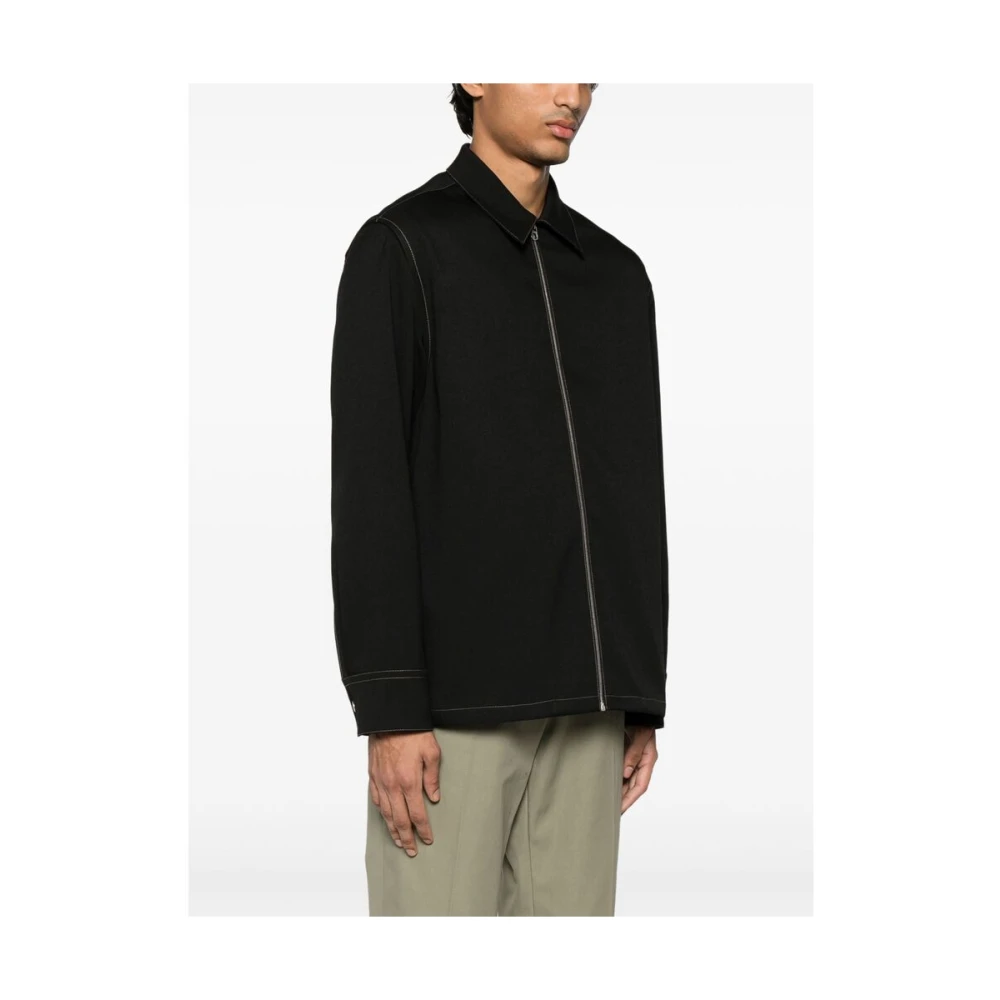Jil Sander Zwarte Rits Voorkant Shirt Black Heren