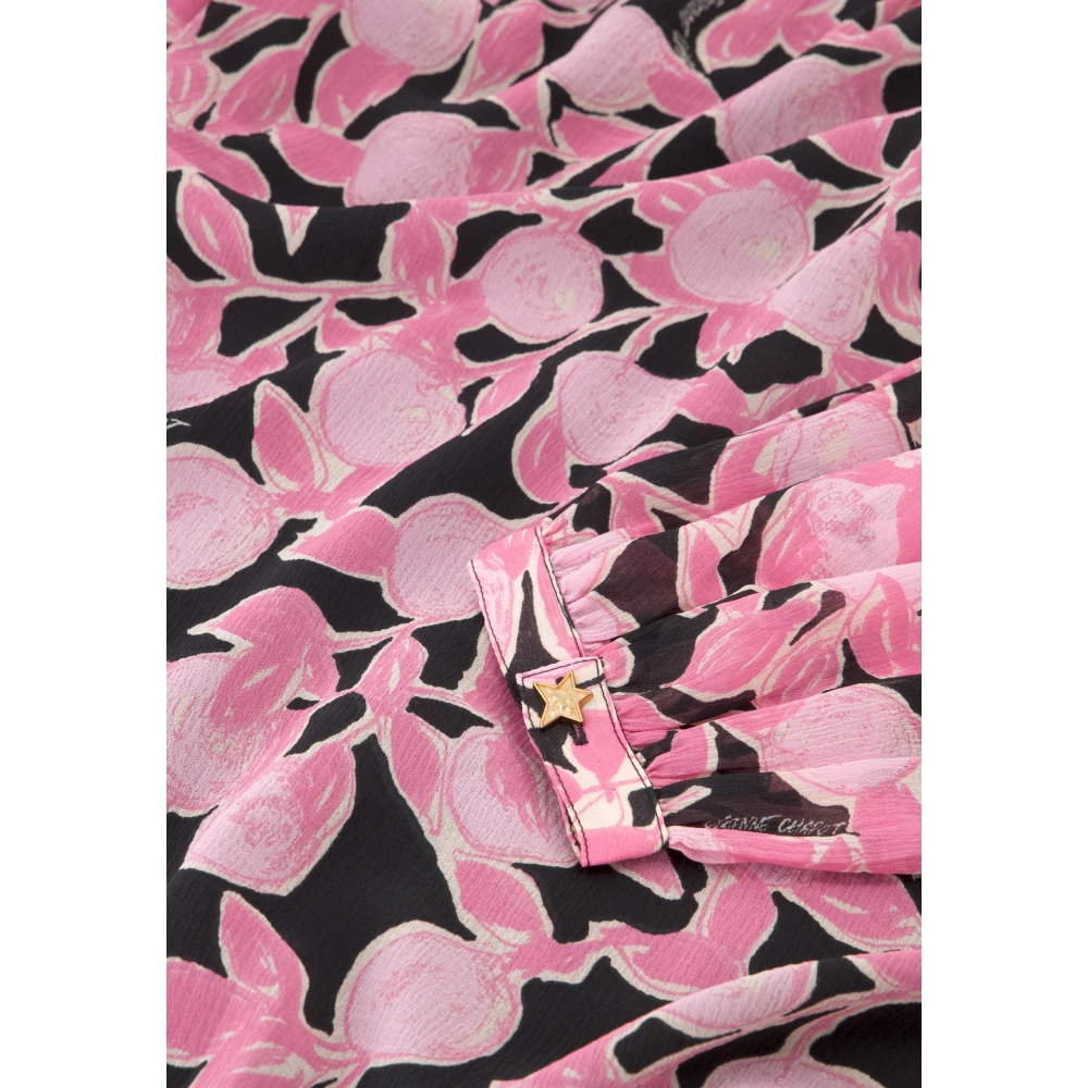 Fabienne Chapot Bloemenroze V-Hals Blouse Pink Dames