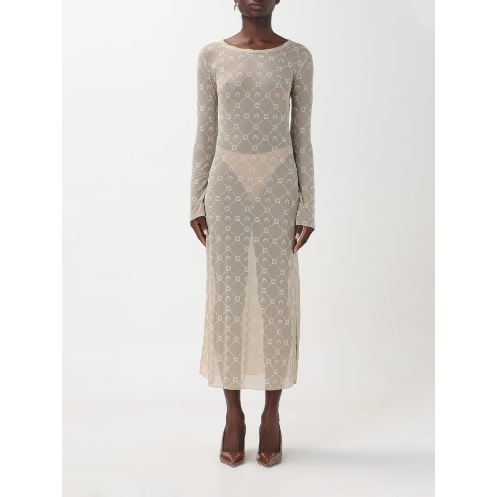Marine Serre Beige Moongram Mesh Jurk Beige Dames