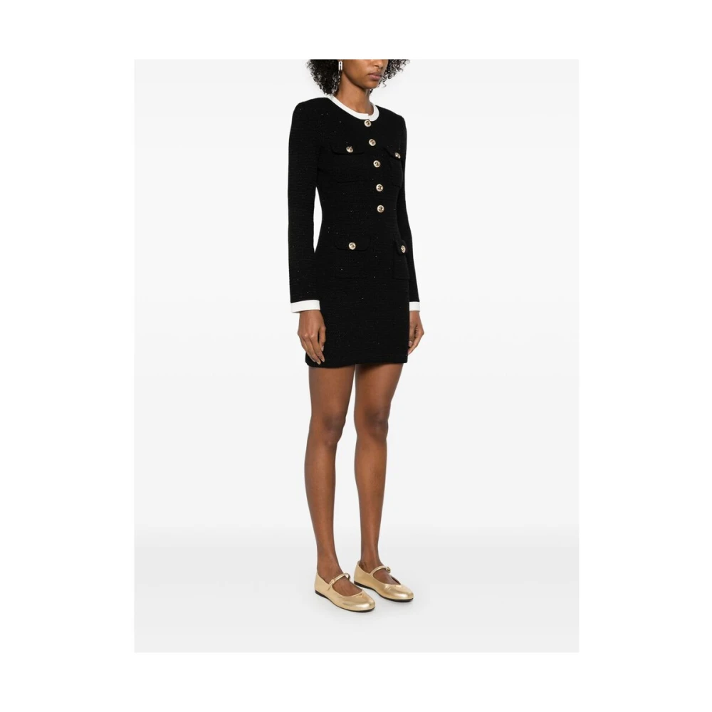 Self Portrait Pailletversierde Zwarte Knoopjurk Black Dames