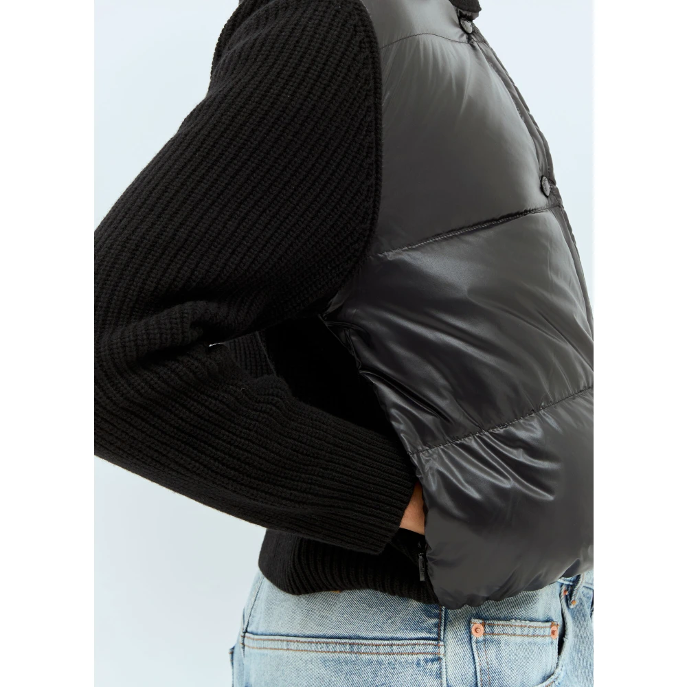 Moncler Gewatteerde wollen vest met rits Black Dames