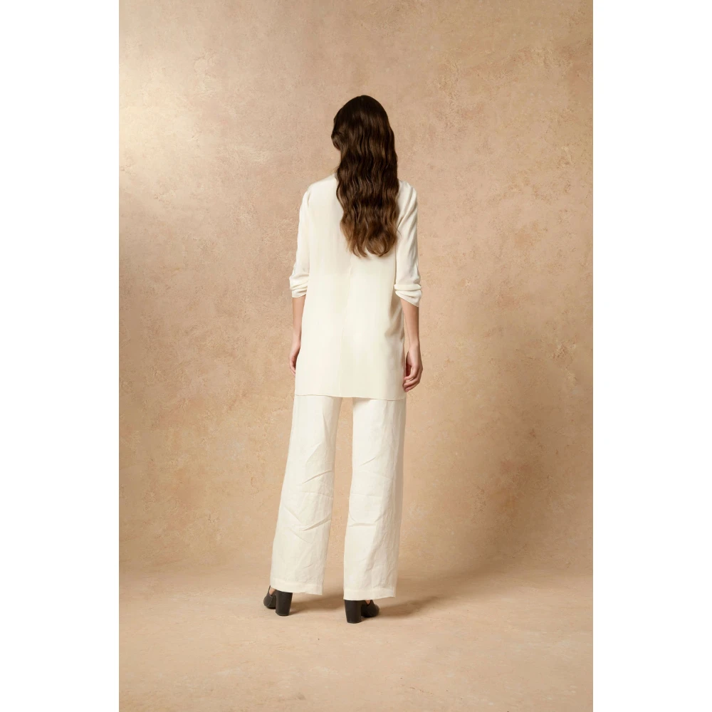 Cortana Zijden Ivoor Shirt Ronde Hals White Dames