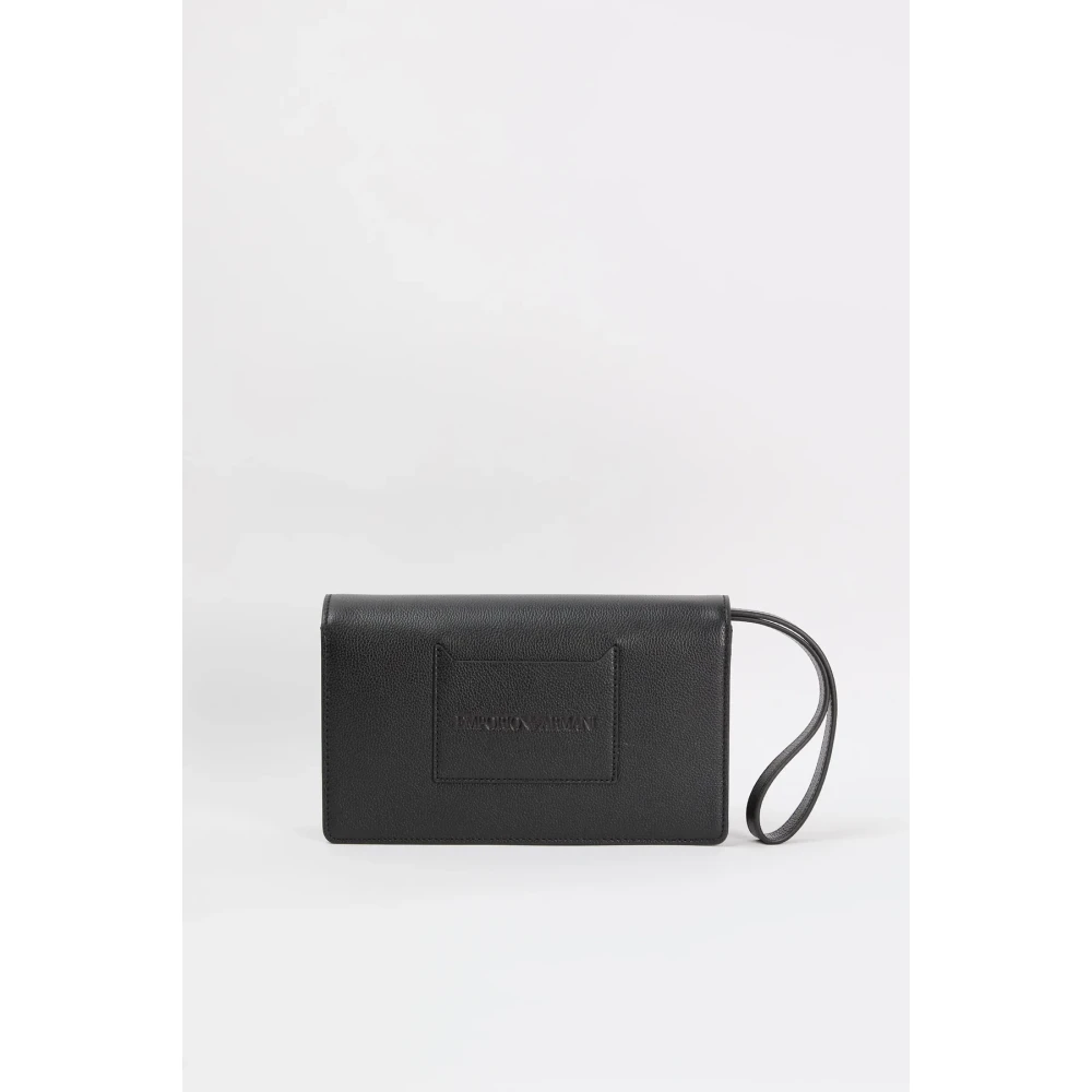 Emporio Armani Zwarte leren herentas Black Dames