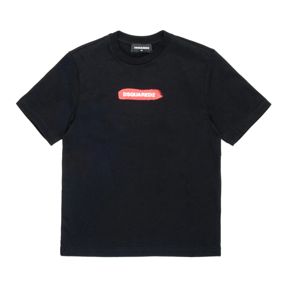 Dsquared2 Unisex Kids Black Brushstroke Graphic T-Shirt - Kids Short Sleeve T-Shirts - 8 Y - Kids