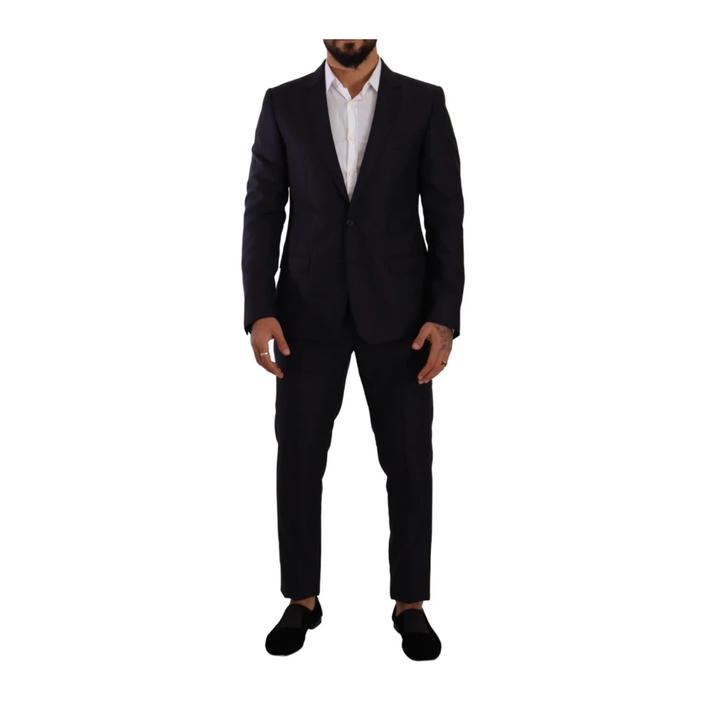 Dolce & Gabbana Men's Blue Single Breasted Suits,, Elegant Slim Fit Wool Silk Cashmere Suit Medium