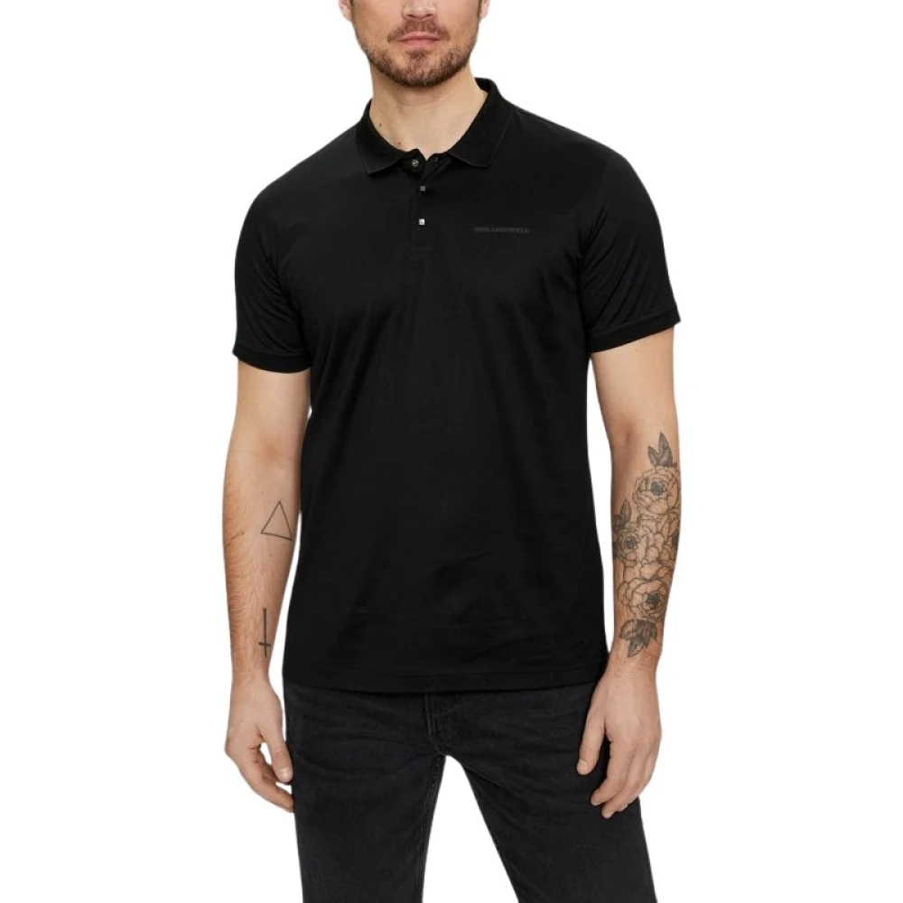 Karl Lagerfeld Men's Black Polo Shirts, Xl, Polo Shirt