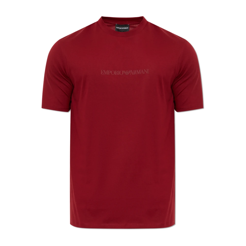 Emporio Armani Uomo Rosso - T-Shirt Con Logo Stampato - Tops - M