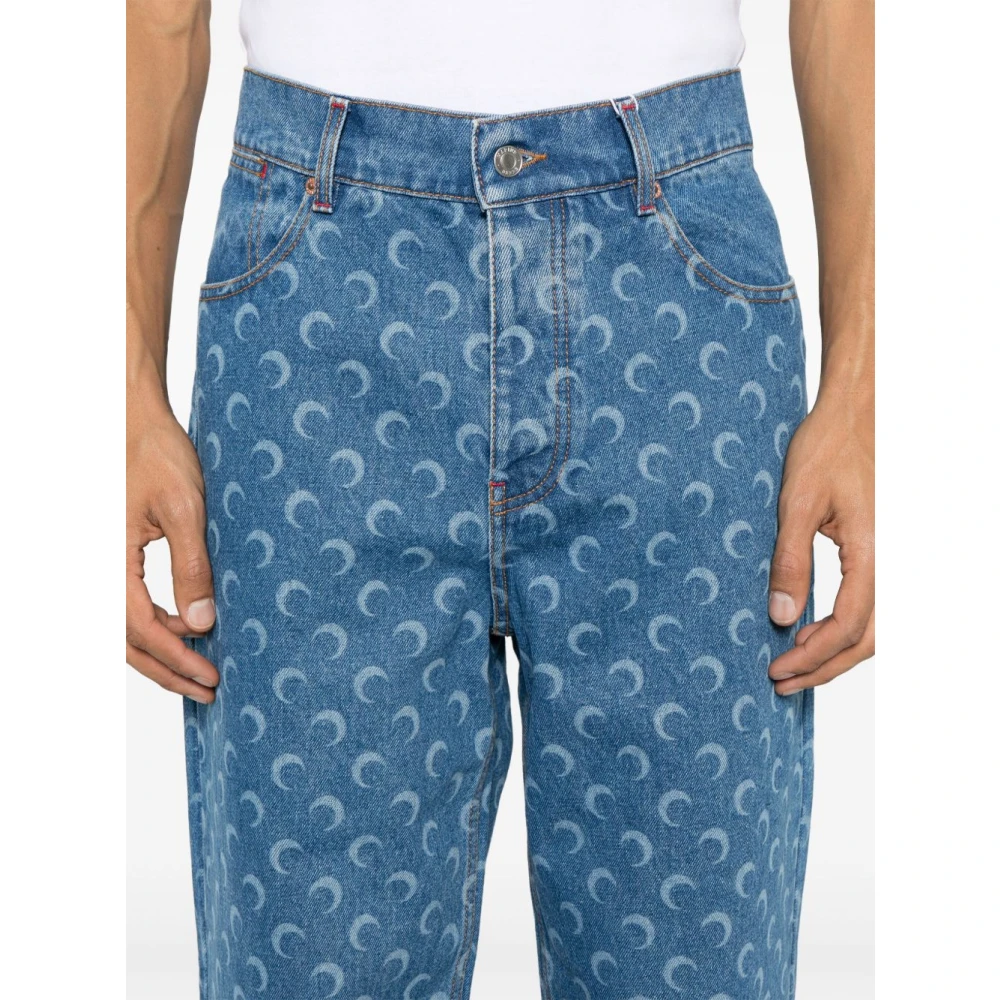 Marine Serre Heldere Blauwe Jeans met Klassieke Stijl Blue Heren